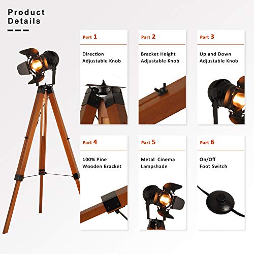 💡 Lampadaire trépied bois & métal – Pour un éclairage sculptural au cœur du salon