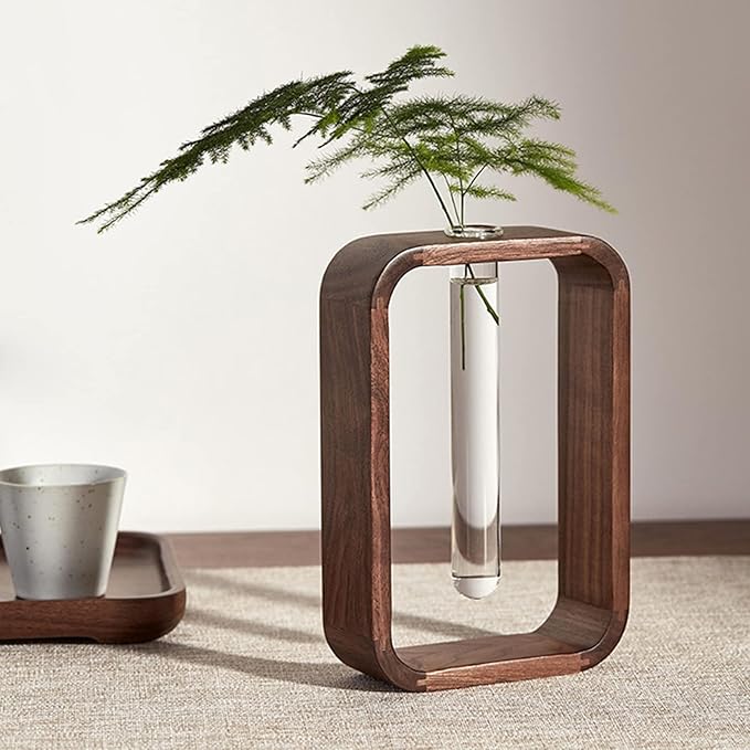 🌿 Vase suspendu en verre – Design minimal pour boutures et fleurs séchées