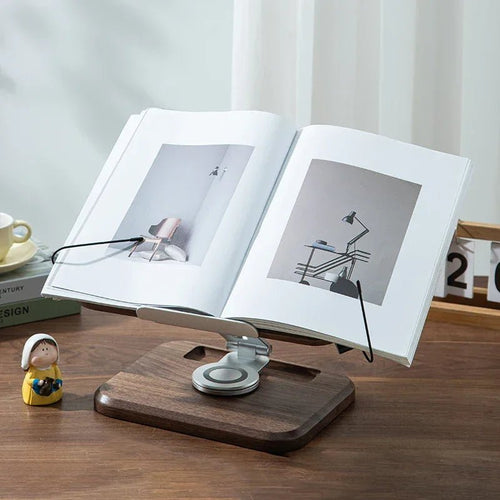 Black Walnut Reading Stand Can Be Lifted and Rotated, Log Ipad Lifted - Mylittlestudio