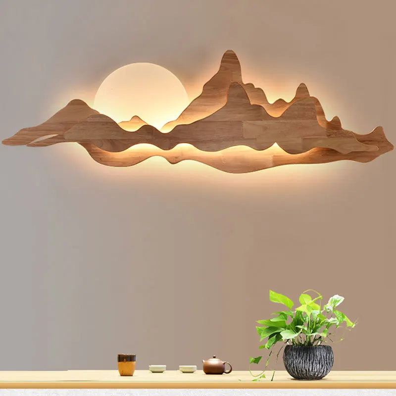 💡 Wooden carved wall light – Landscape light, Nordic spirit