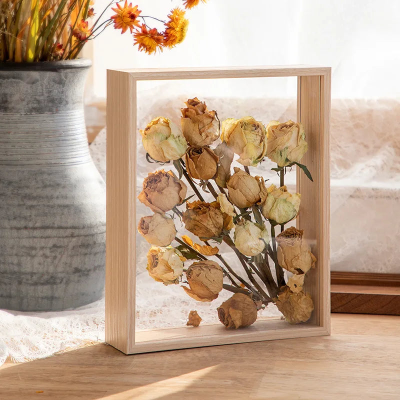 🖼️ Cadre décoratif en bois – Écrin poétique pour fleurs séchées & souvenirs