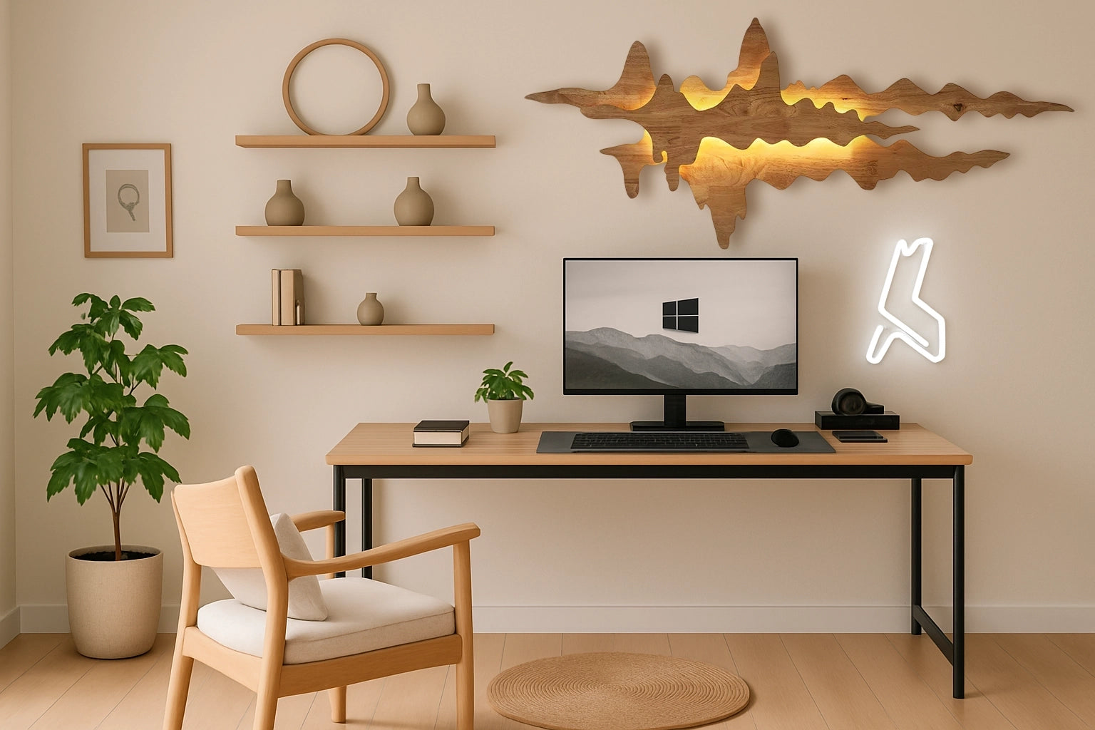 💡 Wooden carved wall light – Landscape light, Nordic spirit