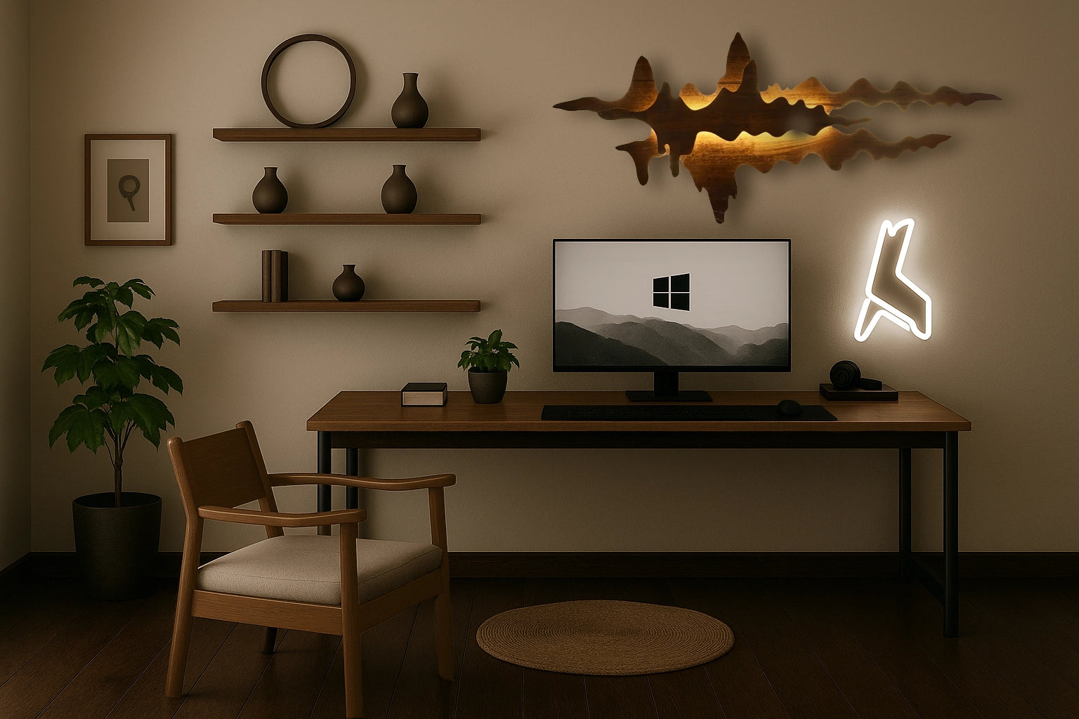 💡 Wooden carved wall light – Landscape light, Nordic spirit