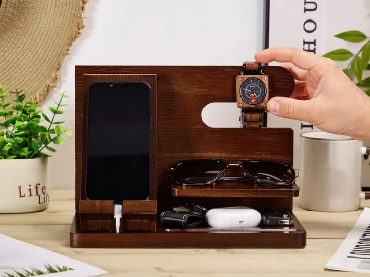 🪵 Organisateur en bois naturel – Pour un bureau ordonné et vivant