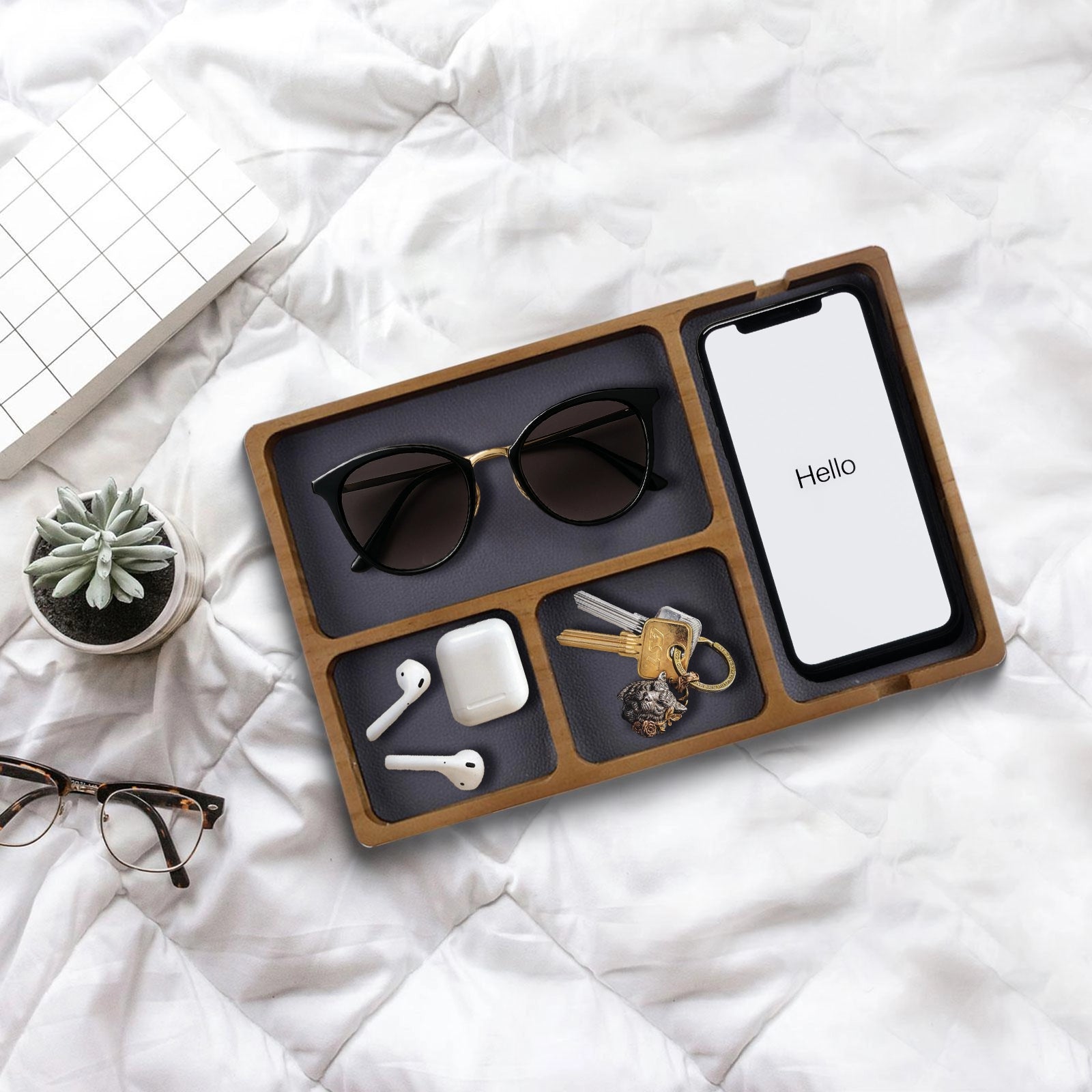 ▤ Organiseur de table en bois – Élégance naturelle et fonction pratique