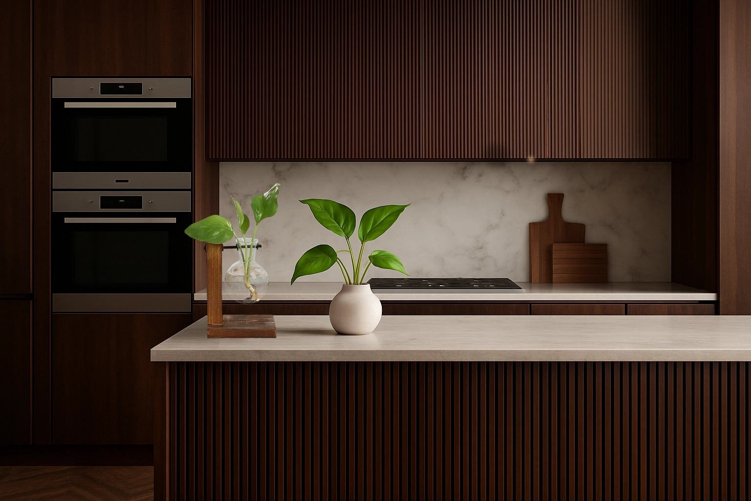 🌱 Glass &amp; wood plant station – Decorative support for cuttings and dried flowers